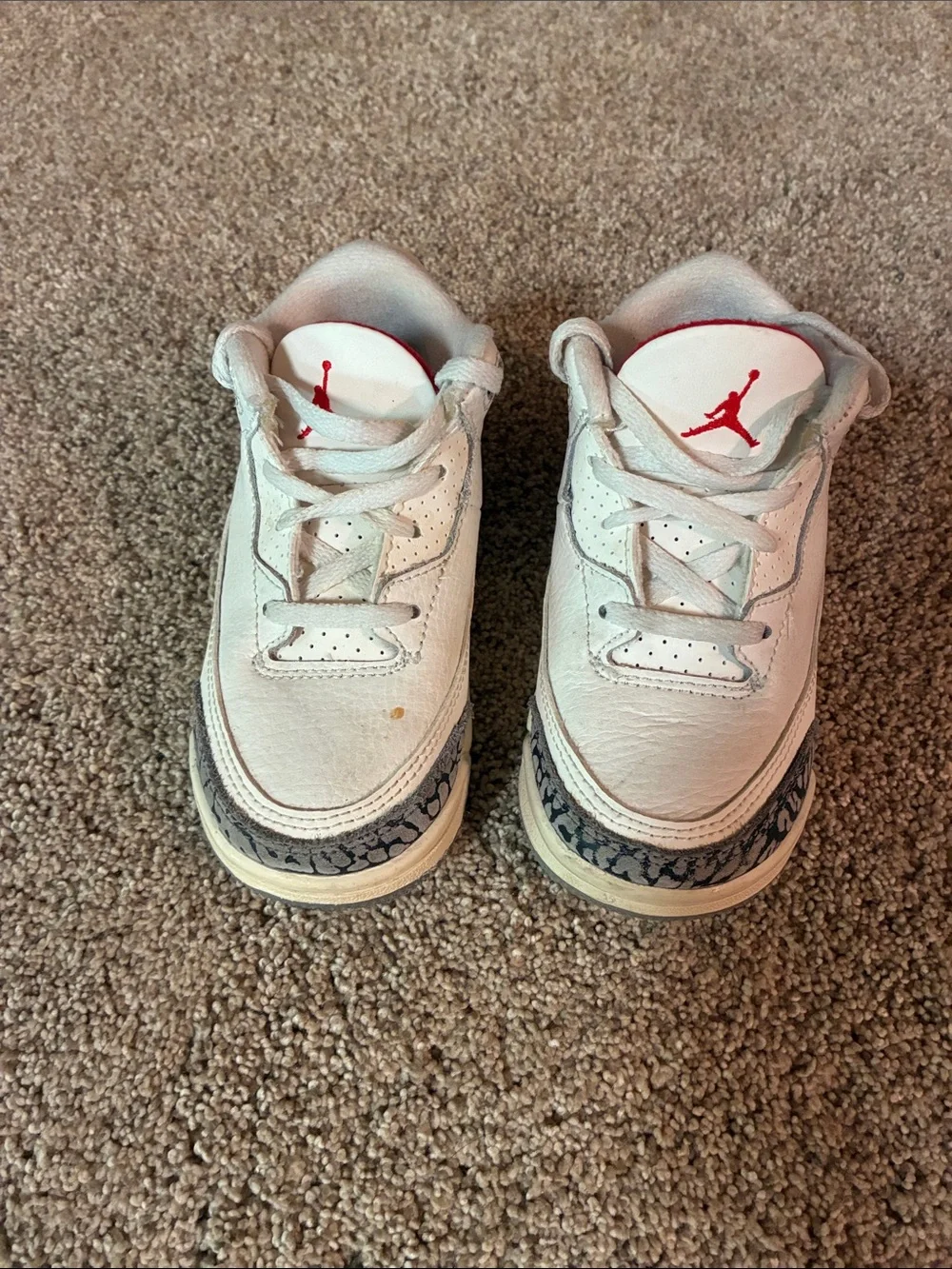 Nike Air Jordan 3 Retro White Cement Kids Sneakers Size 8C